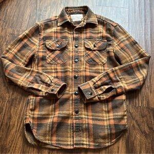 imogene + willie Brown and Orange Plaid Button Down Shirt